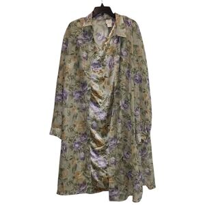 Floral Sheer Green and Purple Dress